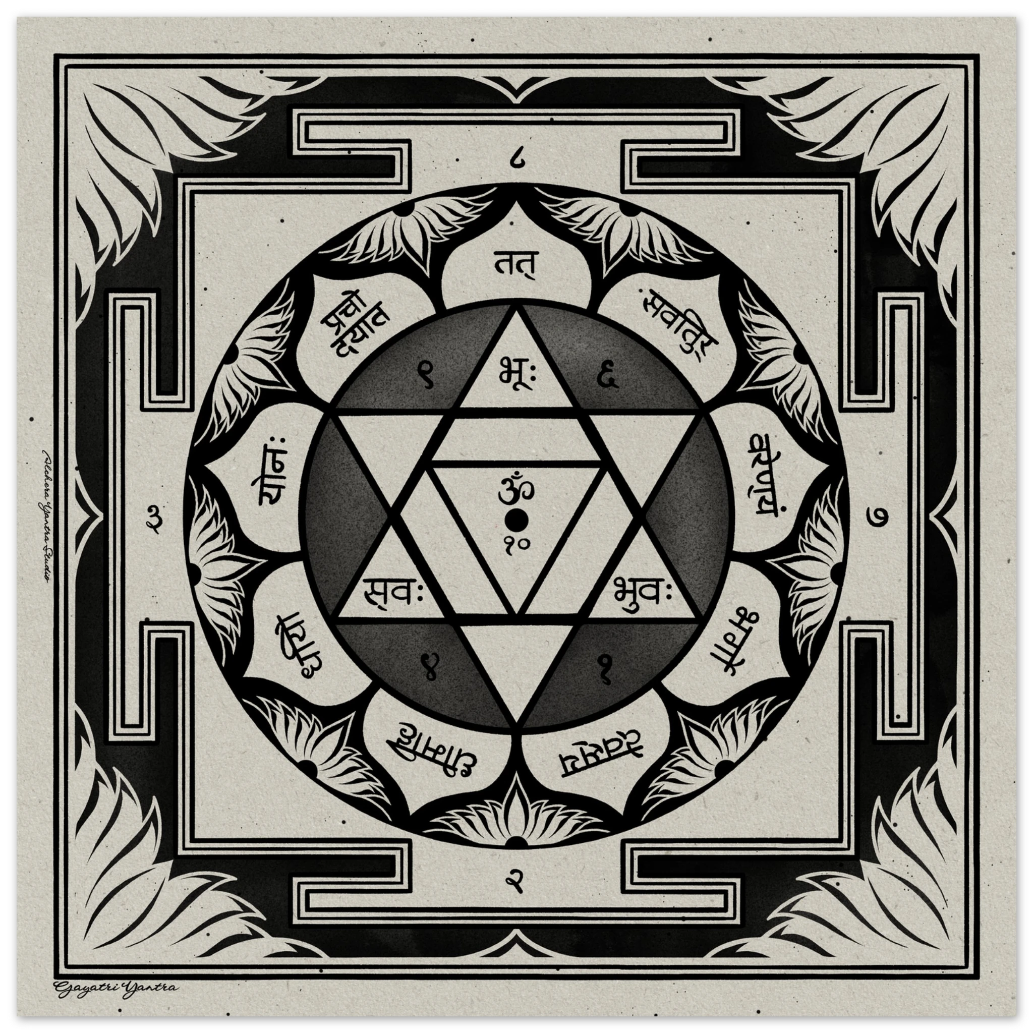 A painting of the Gayatri yantra.